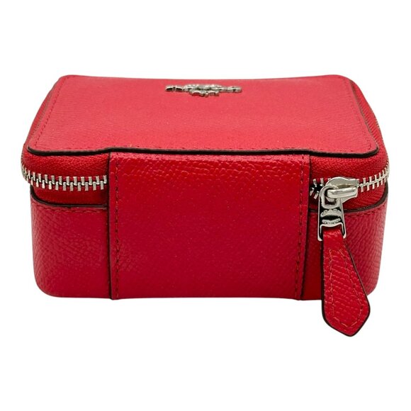 Small Coach Leather Travel Jewellery Box Red - Picture 7 of 13